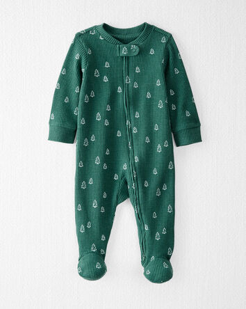 B&eacute;b&eacute; - Pyjamas en tricot gaufr&eacute; de coton biologique avec motif d'arbre de No&euml;l, 