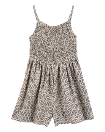 Kid Geo Print Smocked Jumpsuit, 