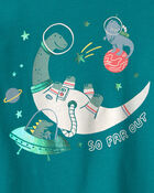 T-shirt manches longues &agrave; imprim&eacute; dinosaure de l&rsquo;espace pour tout-petit - Vert, image 2 sur 2 diapositives