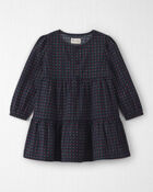 Toddler Girl Organic Cotton Dobby Dress in Navy Floral, image 1 of 5 slides