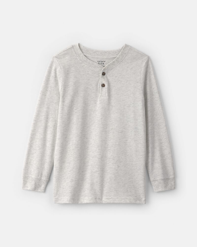 Boys Long-Sleeve Henley T-Shirt - Grey, image 1 of 3 slides