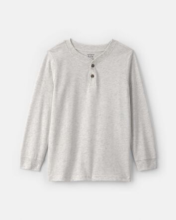 Boys Long-Sleeve Henley T-Shirt - Grey, 