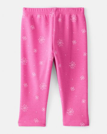 Baby Girl Snowflake Pull-On Stretch Cozy Leggings - Pink, 