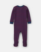 B&eacute;b&eacute; gar&ccedil;on - Pyjama ajust&eacute; 1 pi&egrave;ce en 100&nbsp;% coton &agrave; fermeture &agrave; glissi&egrave;re double sens et pieds &agrave; motif chien &ndash; Bourgogne/Bleu, image 2 sur 4 diapositives
