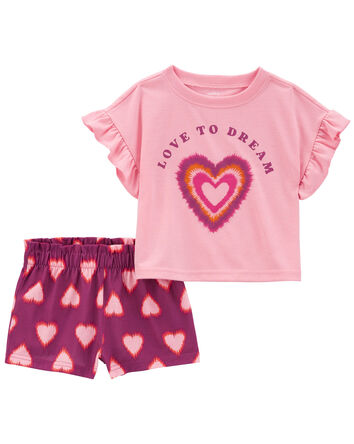 2-Piece Love To Dream Heart Loose Fit Pyjama Set, 