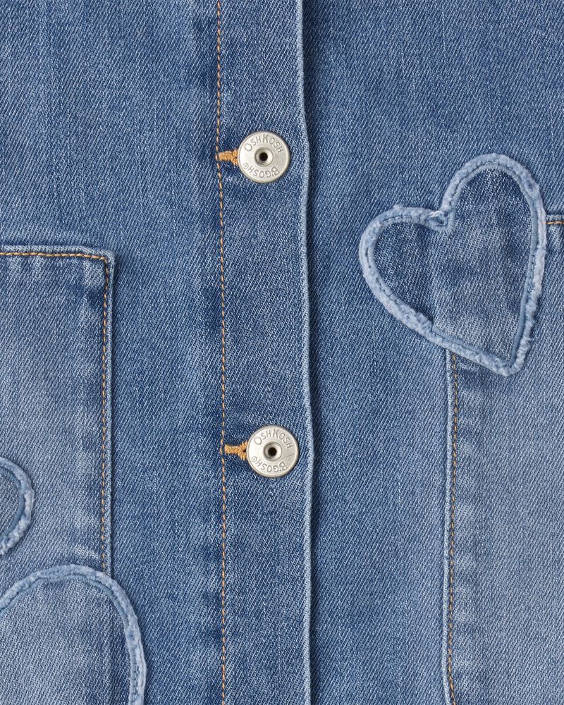 Girls Sleeveless Heart Denim Skirtall - Blue, image 4 of 5 slides