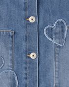 Girls Sleeveless Heart Denim Skirtall - Blue, image 4 of 5 slides