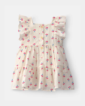 Baby Girl Floral Seersucker Dress - Cream/Red, 