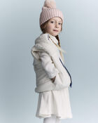 Toddler Sherpa Ski Puffer Vest - Cream, image 1 of 6 slides