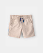 Toddler Boy Striped French Terry Shorts - Khaki/Blue, image 1 of 5 slides