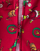 Baby Dr. Seuss&trade; The Grinch Print 100% Cotton Long-Sleeve Snug Fit 1-Piece pyjamas - Red, image 2 of 4 slides