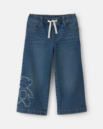 Toute-petit fille - Jean en denim &agrave; enfiler &agrave; th&egrave;me ourson &ndash; D&eacute;lav&eacute; moyen, 