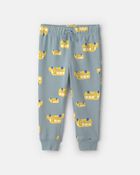 Tout-petit gar&ccedil;on - Ensemble 2 pi&egrave;ces haut et pantalon en jersey bouclette &agrave; motif autobus scolaire - Gris/Jaune, image 2 sur 3 diapositives