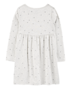 Kid Glitter Polka Dot Long-Sleeve Jersey Dress, image 2 of 4 slides