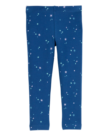 Baby Starry Print Knit Leggings - Blue, 