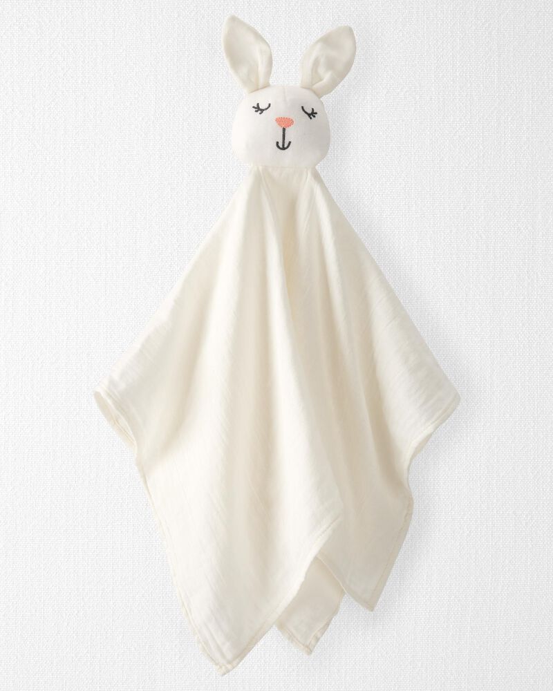 B&eacute;b&eacute; - Doudou lapin en mousseline de coton biologique, image 1 sur 3 diapositives