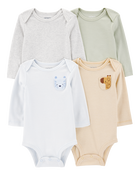 Baby 4-Pack Animal Pocket Bodysuits , image 1 of 6 slides