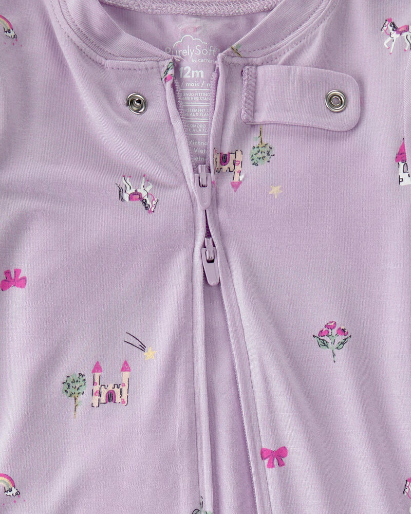 Baby Girl Fairytale PurelySoft 2-Way Zip 1-Piece Pyjama - Purple, image 3 of 7 slides
