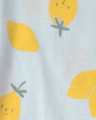 Toddler Girl Lemon 100% Cotton Snug Fit 4-Piece Pyjama Set - Blue/Yellow, image 3 of 4 slides