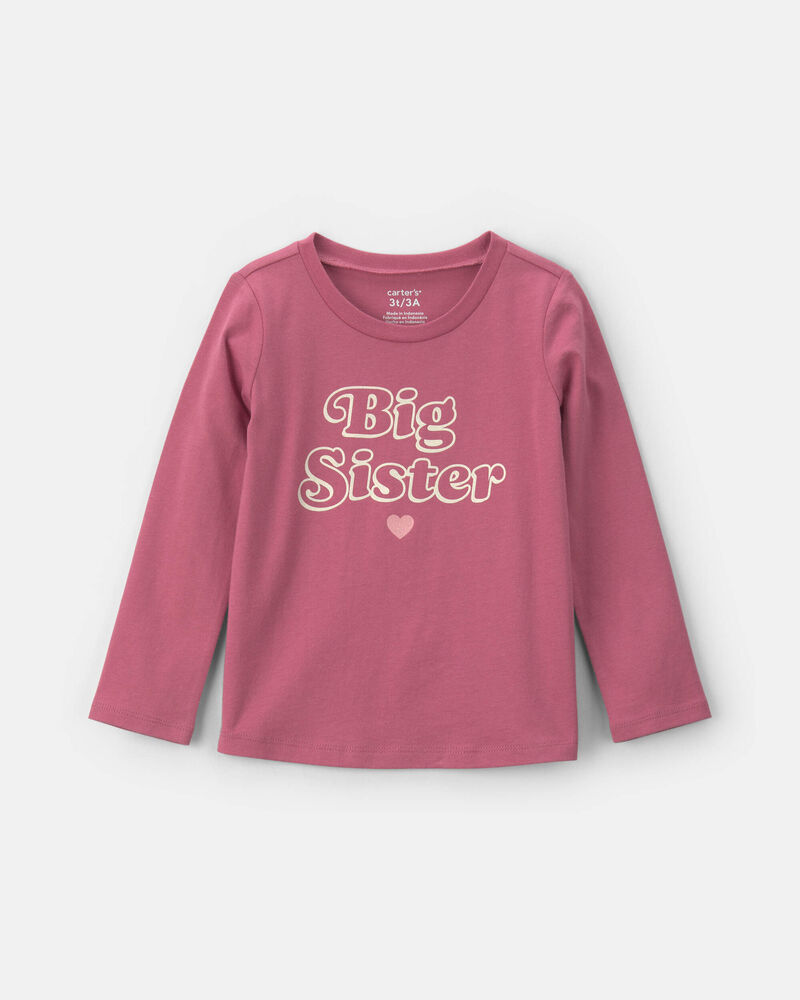 Toute-petit fille - T-shirt manches longues &agrave; imprim&eacute; &laquo;Big Sister&raquo; - Rose, image 1 sur 2 diapositives