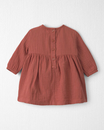 B&eacute;b&eacute; fille - Robe brod&eacute; en gaze de coton biologique, 