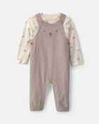 Baby Boy 2-Piece Bear Corduroy Overall Set - Brown, image 1 of 6 slides