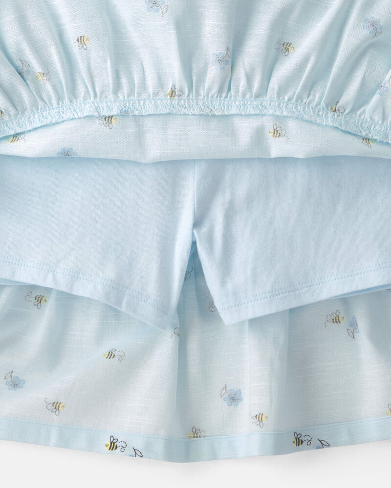 Girls 2-Piece Bee Long-Sleeve Top & Skort Set - Blue, image 2 of 4 slides