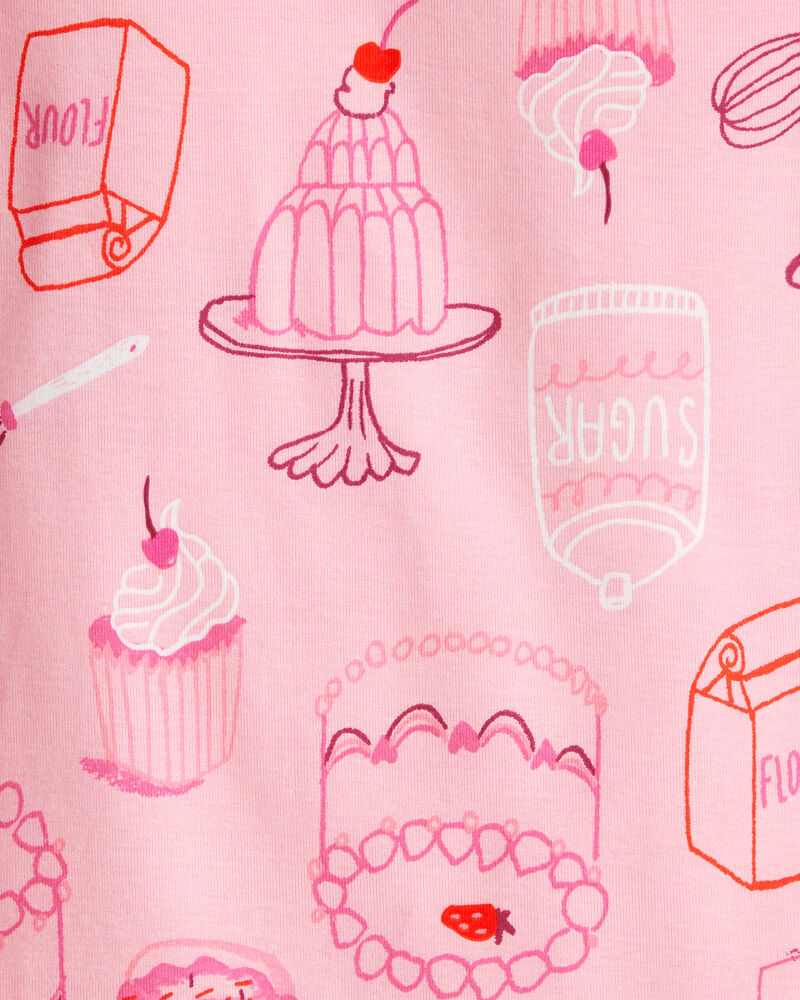 Girls Desserts 100% Cotton Snug Fit 4-Piece Pyjamas - Pink/White, image 3 of 5 slides