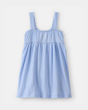 Tout-petit fille - Robe sans manches &agrave; paysage de plage - Bleu, 