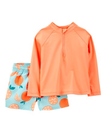 Baby 2-Piece Orange Print Rashguard Set, 
