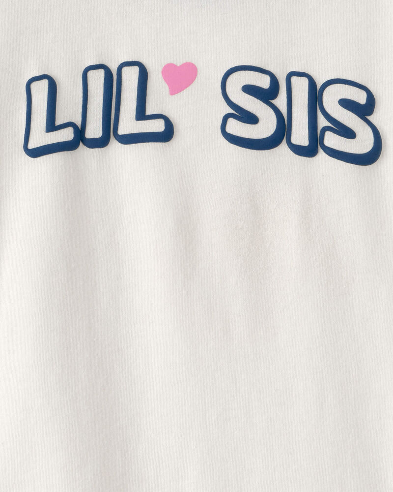 Toddler Girl 'Lil Sis' Graphic Tee - Ivory, image 3 of 4 slides