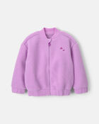 Toddler Girl Star Teddy Fleece Zip-Up Jacket - Purple, image 1 of 3 slides