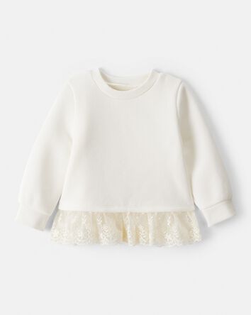 Baby Girl Fleece Long-Sleeve Top - Ivory, 
