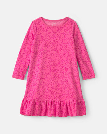 Filles - Robe de nuit ample en molleton &agrave; motif binette &ndash; Rose, 