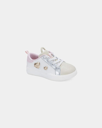 Toddler Girl Colourblock Metallic Heart Sneakers - White, 