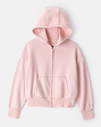 Girls Long-Sleeve Hooded Zip-Up Jacket - Pink, 