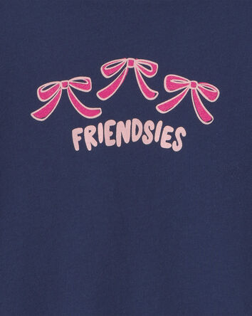 Girls 'Friendsies' Long-Sleeve Graphic Tee - Navy Blue, 