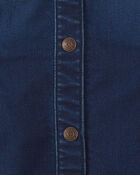 Girls Denim Button-Up Utility Dress - Dark Wash, image 4 of 5 slides