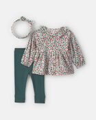 B&eacute;b&eacute; fille - Ensemble 3 pi&egrave;ces haut manches longues floral et pantalon, image 1 sur 6 diapositives
