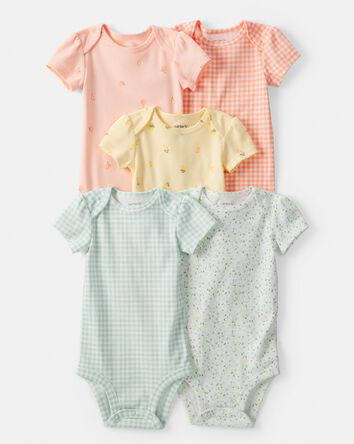 Baby Girl 5-Pack Fruit Multipack Bodysuits - Orange/Green/Yellow, 