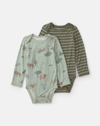 B&eacute;b&eacute; gar&ccedil;on - Emballage de 2 cache-couches manches longues PurelySoft🅪 &agrave; motif d&eacute;sert - Vert, 
