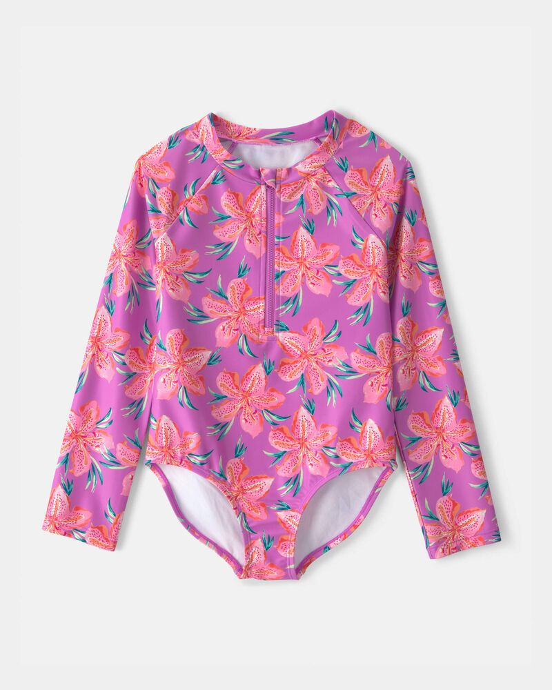 Girls Floral Print Rashguard, image 1 of 4 slides