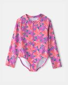 Girls Floral Print Rashguard, image 1 of 4 slides