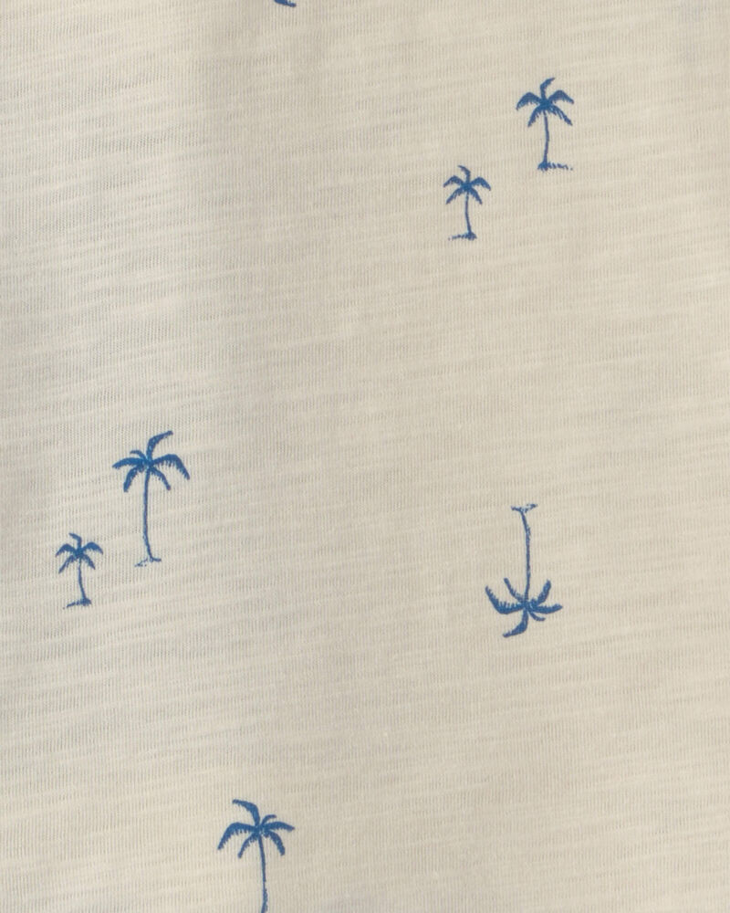 Tout-petit gar&ccedil;on - Ensemble 2 pi&egrave;ces polo &agrave; palmiers et short - Bleu/Ivoire, image 2 sur 3 diapositives
