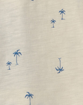 Tout-petit gar&ccedil;on - Ensemble 2 pi&egrave;ces polo &agrave; palmiers et short - Bleu/Ivoire, 