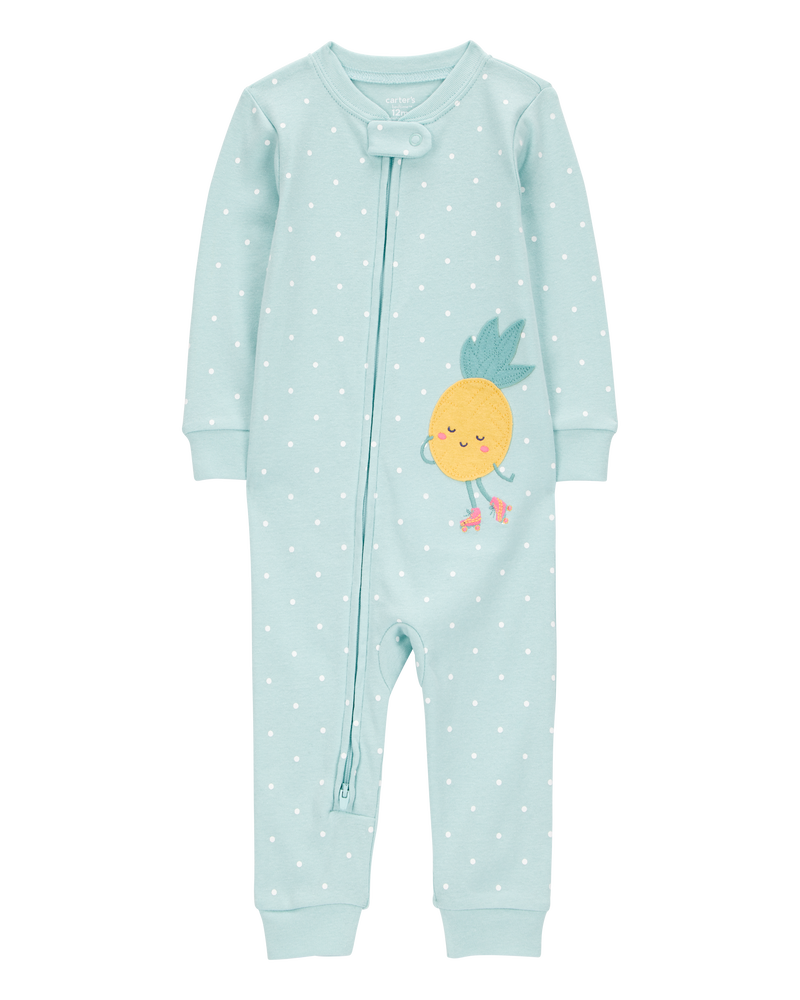 Tout-petit fille - Pyjama 1 pièce sans pieds en coton ajusté à motif d’ananas, image 1 sur 3 diapositives