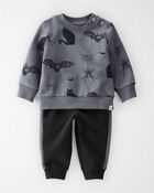 B&eacute;b&eacute; - Ensemble 2 pi&egrave;ces haut et pantalon en molleton fait avec du coton biologique, image 1 sur 5 diapositives