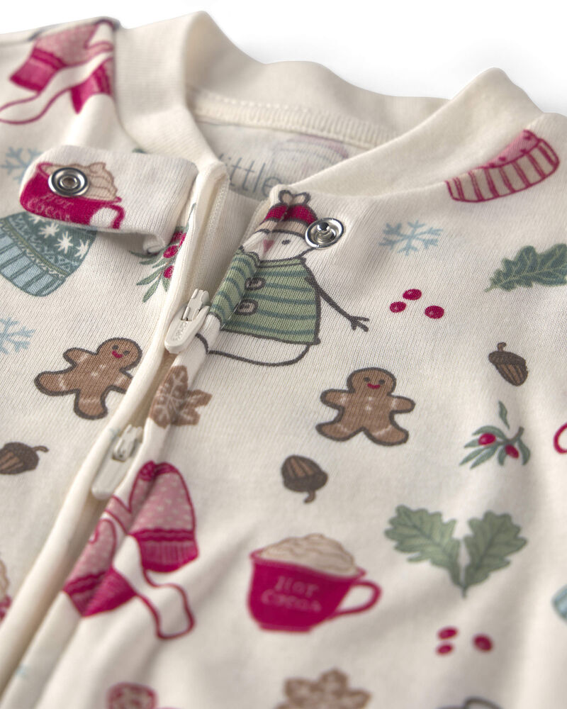 B&eacute;b&eacute; fille - Grenouill&egrave;re en coton biologique &agrave; motif D&eacute;cor hivernal, image 4 sur 4 diapositives
