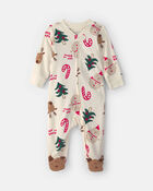 B&eacute;b&eacute; - Grenouill&egrave;re en 100&nbsp;% coton avec fermeture &agrave; glissi&egrave;re double sens &agrave; th&egrave;me No&euml;l &ndash; Cr&egrave;me, image 1 sur 5 diapositives
