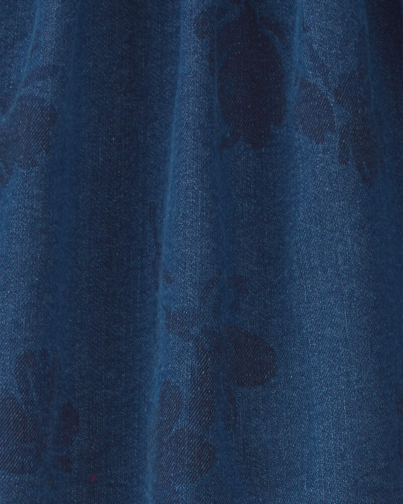 Girls Floral Denim Skirt - Medium Wash, image 2 of 3 slides